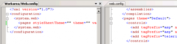 Web.Config Theme Differences